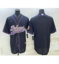 Men's Los Angeles Lakers Blank Black Cool Base Stitched Baseball Jersey