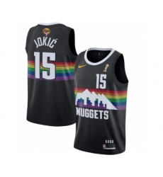 Men's Denver Nuggets #15 Nikola Jokic Black 2023 Finals Champions City Edition Stitched Basketball Jersey