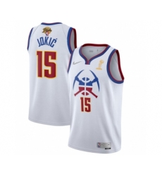 Men's Denver Nuggets #15 Nikola Jokic White 2023 Finals Champions Earned Edition Stitched Basketball Jersey