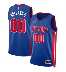 Men's Detroit Pistons #00 Ron Holland II Blue 2024 Icon Edition Stitched Jersey