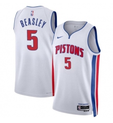 Men's Detroit Pistons #5 Malik Beasley White 2024 Association Edition Stitched Jersey