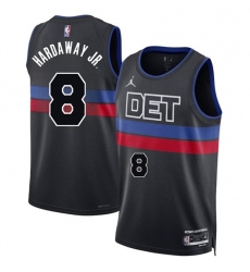 Men's Detroit Pistons #8 Tim Hardaway Jr Black 2024 Statement Edition Stitched Jersey