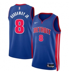 Men's Detroit Pistons #8 Tim Hardaway Jr Blue 2024 Icon Edition Stitched Jersey