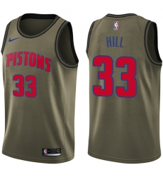 Youth Nike Detroit Pistons #33 Grant Hill Swingman Green Salute to Service NBA Jersey