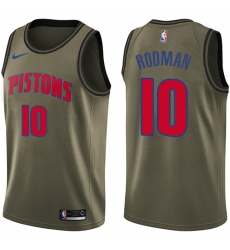 Men's Nike Detroit Pistons #10 Dennis Rodman Swingman Green Salute to Service NBA Jersey