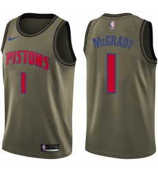 Youth Nike Detroit Pistons #1 Tracy McGrady Swingman Green Salute to Service NBA Jersey