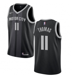 Men's Nike Detroit Pistons #11 Isiah Thomas Swingman Black NBA Jersey - City Edition