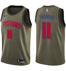 Men's Nike Detroit Pistons #11 Isiah Thomas Swingman Green Salute to Service NBA Jersey