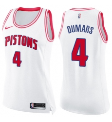 Women's Nike Detroit Pistons #4 Joe Dumars Swingman White/Pink Fashion NBA Jersey