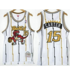 Men's Toronto Raptors #15 Vince Carter 1998-99 White Gold Hardwood Classics Soul Swingman Throwback Jersey