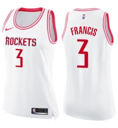 Women's Nike Houston Rockets #3 Steve Francis Swingman White/Pink Fashion NBA Jersey