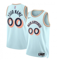 Men's San Antonio Spurs Active Player Custom Light Blue 2024-25 City Edition Stitched Basketball Jersey