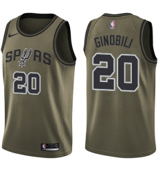 Youth Nike San Antonio Spurs #20 Manu Ginobili Swingman Green Salute to Service NBA Jersey