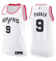 Women's Nike San Antonio Spurs #9 Tony Parker Swingman White/Pink Fashion NBA Jersey