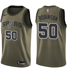 Men's Nike San Antonio Spurs #50 David Robinson Swingman Green Salute to Service NBA Jersey