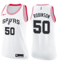 Women's Nike San Antonio Spurs #50 David Robinson Swingman White/Pink Fashion NBA Jersey