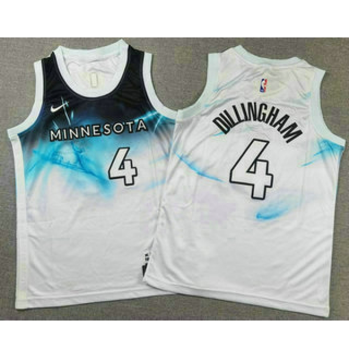 Men's Minnesota Timberwolves #4 Rob Dillingham White 2024 City Edition Swingman Stitched Jersey