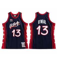 Men's USA Team #13 Shaq O'Neal Navy 1996-97 Stitched Basketball Jersey