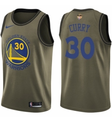 Men's Nike Golden State Warriors #30 Stephen Curry Swingman Green Salute to Service 2018 NBA Finals Bound NBA Jersey