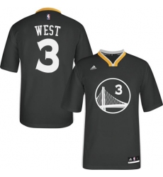 Women's Adidas Golden State Warriors #3 David West Authentic Black Alternate NBA Jersey