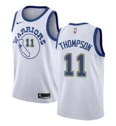 Men's Nike Golden State Warriors #11 Klay Thompson Authentic White Hardwood Classics NBA Jersey