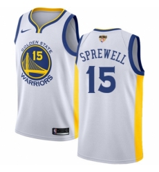 Men's Nike Golden State Warriors #15 Latrell Sprewell Authentic White Home 2018 NBA Finals Bound NBA Jersey - Association Edition