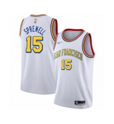 Women's Golden State Warriors #15 Latrell Sprewell Swingman White Hardwood Classics Basketball Jersey - San Francisco Classic Edition