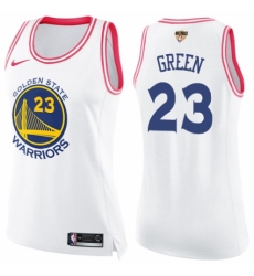 Women's Nike Golden State Warriors #23 Draymond Green Swingman White/Pink Fashion 2018 NBA Finals Bound NBA Jersey