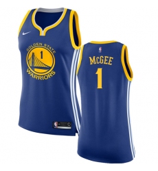 Women's Nike Golden State Warriors #1 JaVale McGee Authentic Royal Blue Road NBA Jersey - Icon Edition