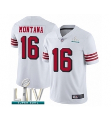 Men's San Francisco 49ers #16 Joe Montana Limited White Rush Vapor Untouchable Super Bowl LIV Bound Football Jersey