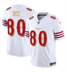 Men's San Francisco 49ers #80 Jerry Rice White Gold 2025 F.U.S.E. “Rivalries” Vapor Limited Football Stitched Jersey