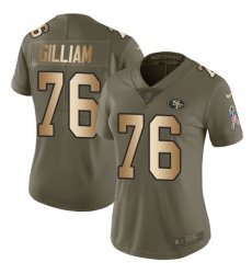 Women's Nike San Francisco 49ers #76 Garry Gilliam Limited Olive/Gold 2017 Salute to Service NFL Jersey