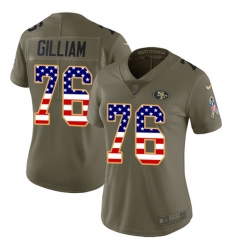 Women's Nike San Francisco 49ers #76 Garry Gilliam Limited Olive/USA Flag 2017 Salute to Service NFL Jersey