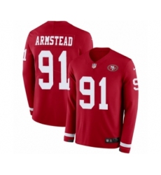 Men's Nike San Francisco 49ers #91 Arik Armstead Limited Red Therma Long Sleeve NFL Jersey