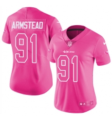 Women's Nike San Francisco 49ers #91 Arik Armstead Limited Pink Rush Fashion NFL Jersey