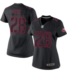 Women's Nike San Francisco 49ers #28 Carlos Hyde Limited Black Impact NFL Jersey