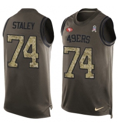 Men's Nike San Francisco 49ers #74 Joe Staley Limited Green Salute to Service Tank Top NFL Jersey