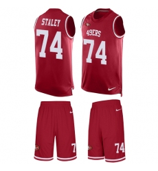 Men's Nike San Francisco 49ers #74 Joe Staley Limited Red Tank Top Suit NFL Jersey