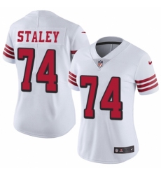 Women's Nike San Francisco 49ers #74 Joe Staley Limited White Rush Vapor Untouchable NFL Jersey