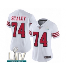 Women's San Francisco 49ers #74 Joe Staley Limited White Rush Vapor Untouchable Super Bowl LIV Bound Football Jersey