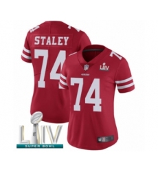 Women's San Francisco 49ers #74 Joe Staley Red Team Color Vapor Untouchable Limited Player Super Bowl LIV Bound Football Jersey