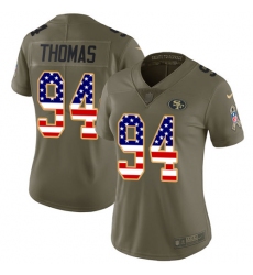 Women's Nike San Francisco 49ers #94 Solomon Thomas Limited Olive/USA Flag 2017 Salute to Service NFL Jersey