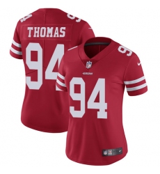 Women's Nike San Francisco 49ers #94 Solomon Thomas Red Team Color Vapor Untouchable Limited Player NFL Jersey