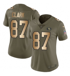 Women's Nike San Francisco 49ers #87 Dwight Clark Limited Olive/Gold 2017 Salute to Service NFL Jersey
