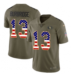 Youth Nike San Francisco 49ers #13 Aaron Burbridge Limited Olive/USA Flag 2017 Salute to Service NFL Jersey