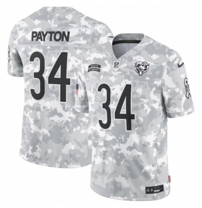 Youth Chicago Bears #34 Walter Payton 2024 F U S E Arctic Camo Salute To Service Limited Stitched Football Jersey