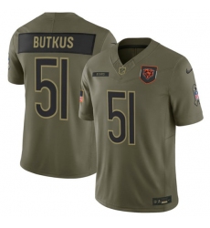 Men's Chicago Bears #51 Dick Butkus Olive 2025 Salute to Service Limited Football Stitched Jersey