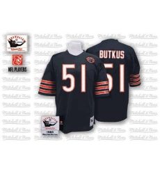 Mitchell and Ness Chicago Bears #51 Dick Butkus Blue Team Color Big Number with Bear Patch Authentic Throwback NFL Jersey