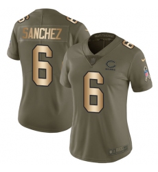 Women's Nike Chicago Bears #6 Mark Sanchez Limited Olive/Gold Salute to Service NFL Jersey