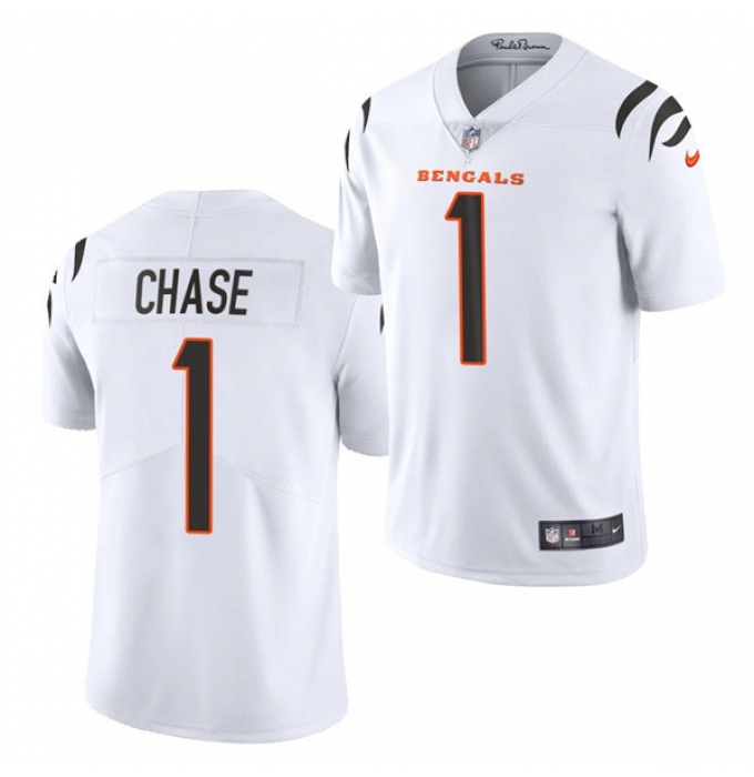 Men's Cincinnati Bengals #1 Ja'Marr Chase White Vapor Untouchable Limited Stitched Jersey